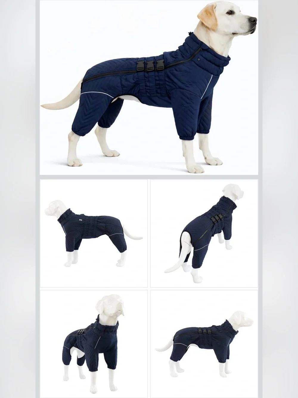 Lovelonglong Navy Quilted Dog Coat 4XL Zip Up Cold Weather Jacket NWOT